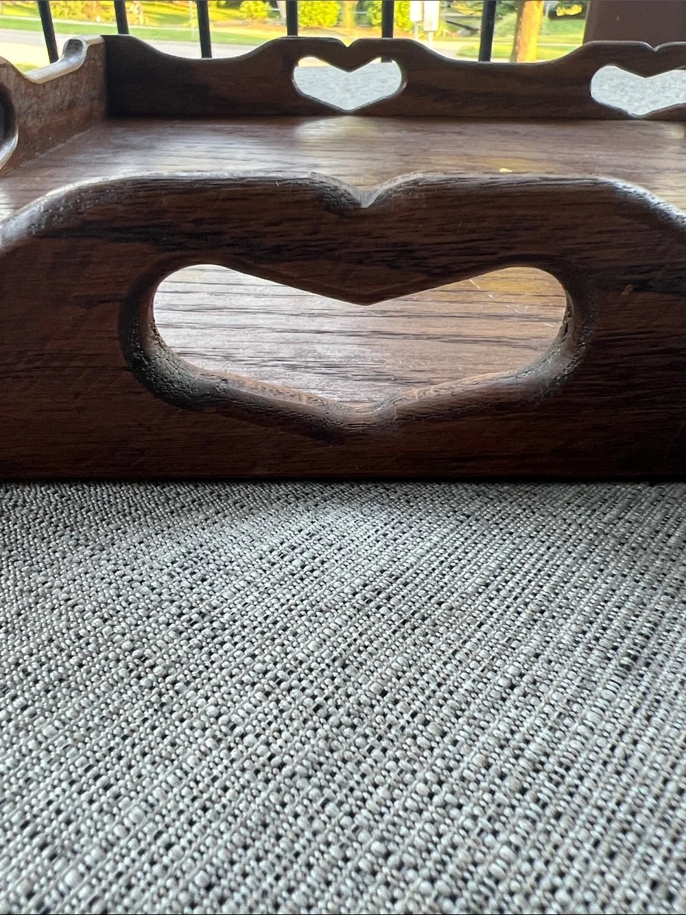 Wooden Serving Tray with Heart Cutouts